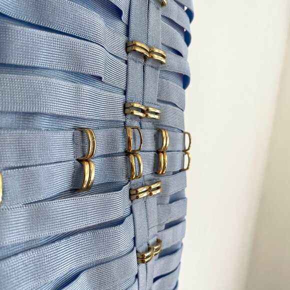 FASHION NOVA Ringing Me Up Midi Dress Blue Strapless Sexy Party Bandage Dress - Picture 6 of 16